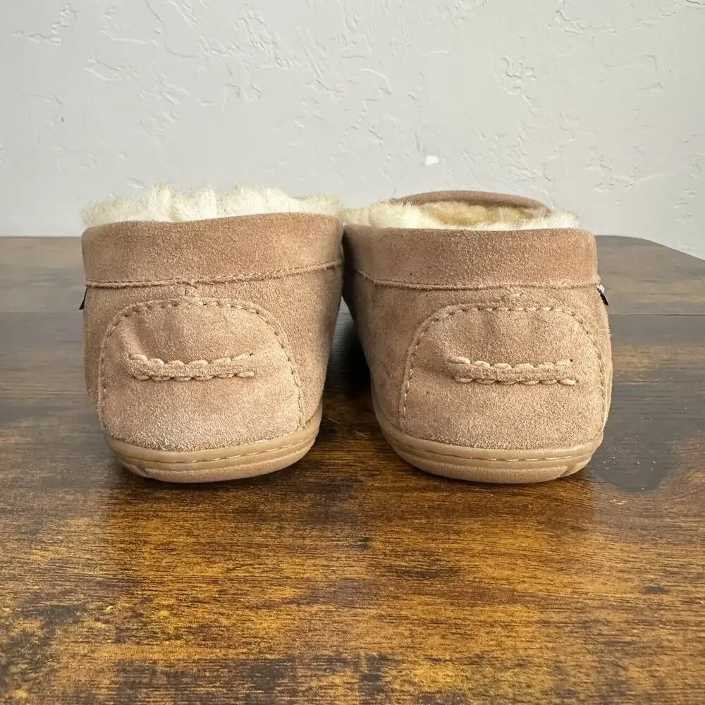 L.L. Bean Men’s Wicked Good Suede & Lamb Fur Slippers Venetian Loafers Size 10
